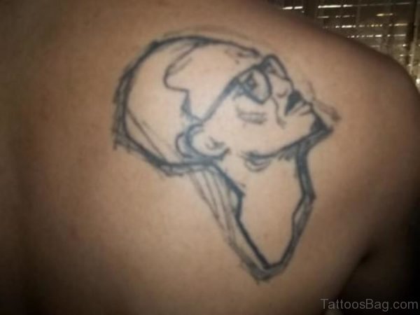 Africa Map Tattoo On Right Back