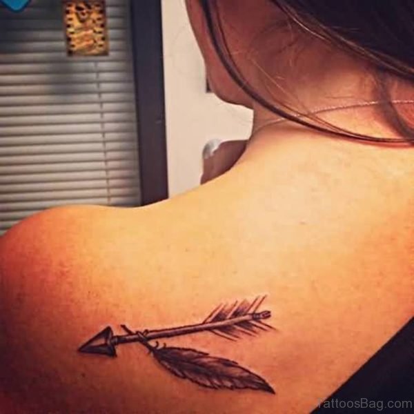 Amazing Arrow And Feather Tattoo