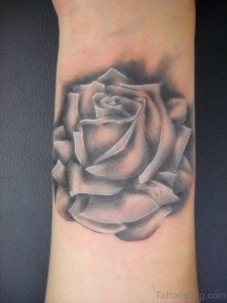 Amazing Black Rose Tattoo On Wrist