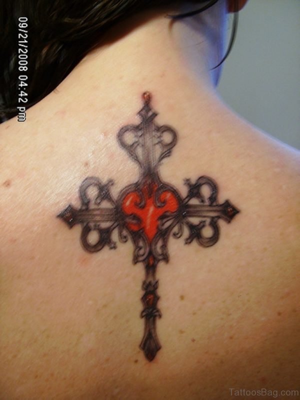 Amazing Cross And Heart tattoo