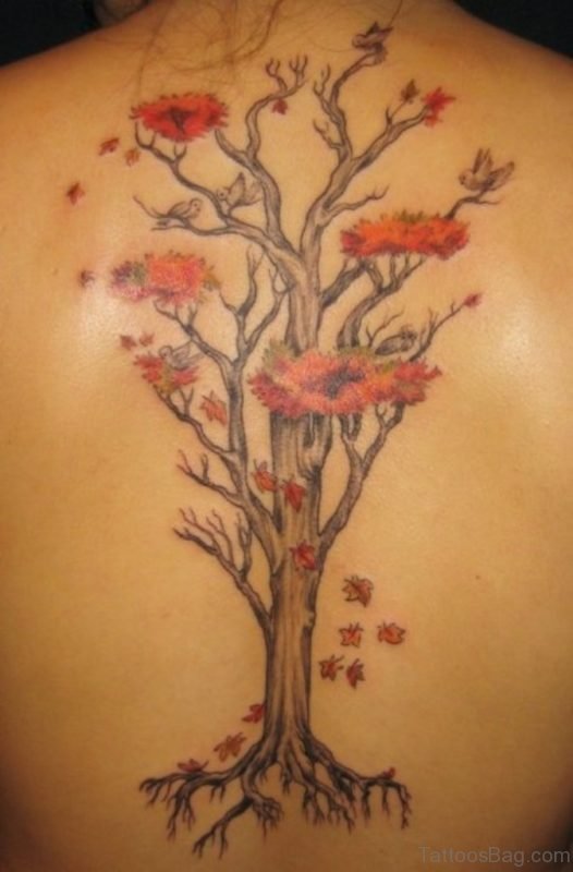 Amazing Flower Tree Tattoo