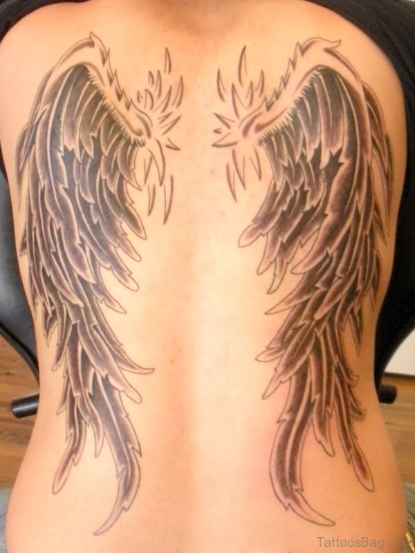 Amazing Memorial Angel Wings Tattoo