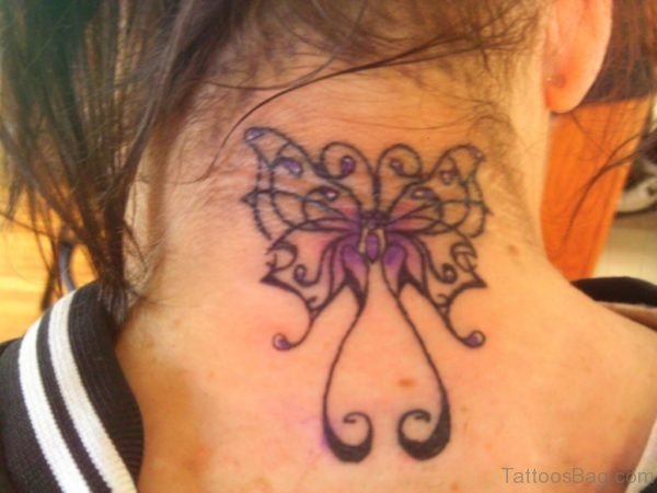 Amazing Tribal Tattoo On Neck