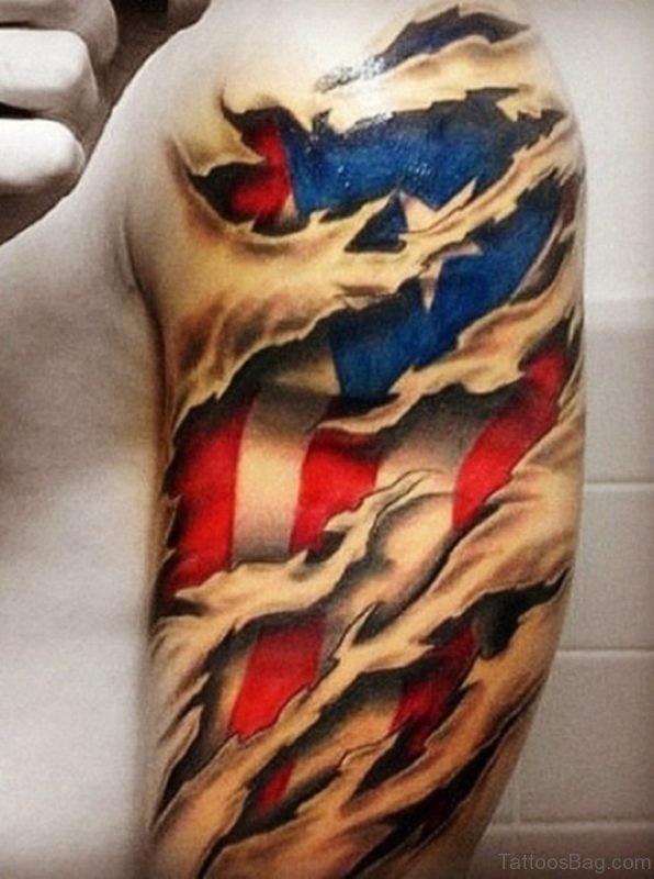 American Flag Tattoo On Shoulder