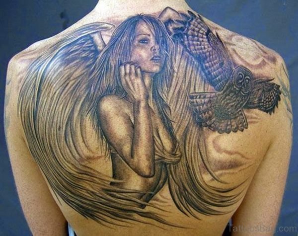 Angel And Owl Tattoo