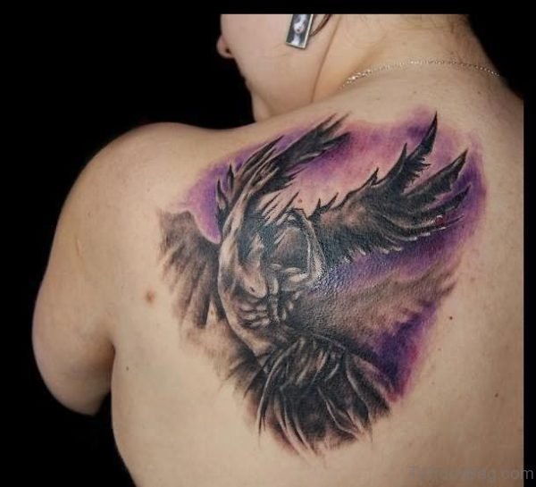 Angel Tattoo On Back Shoulder