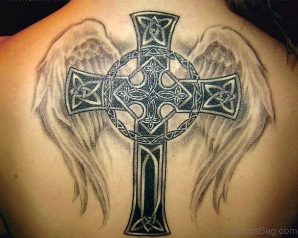 Angel Wings And Cross Tattoo