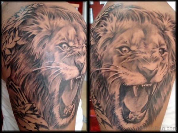 Angry Lion Face Tattoo Design