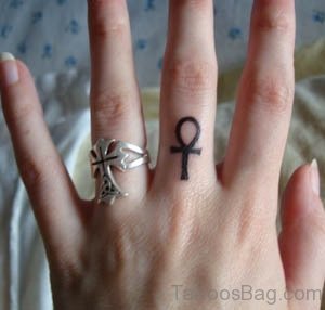 Ankh Tattoo On Finger
