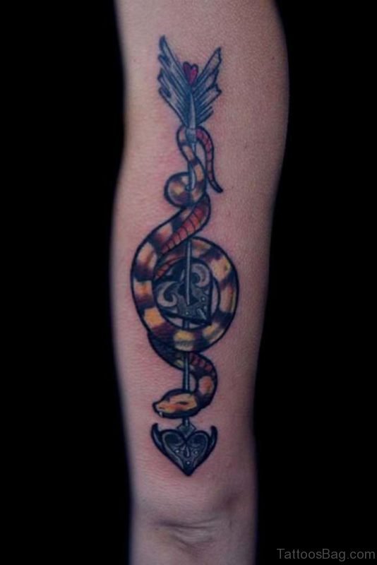 Arrow And Snake Tattoo