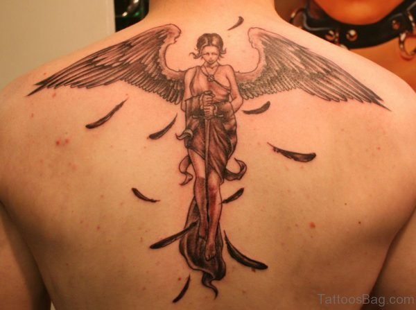 Attractive Angel Tattoo On Back