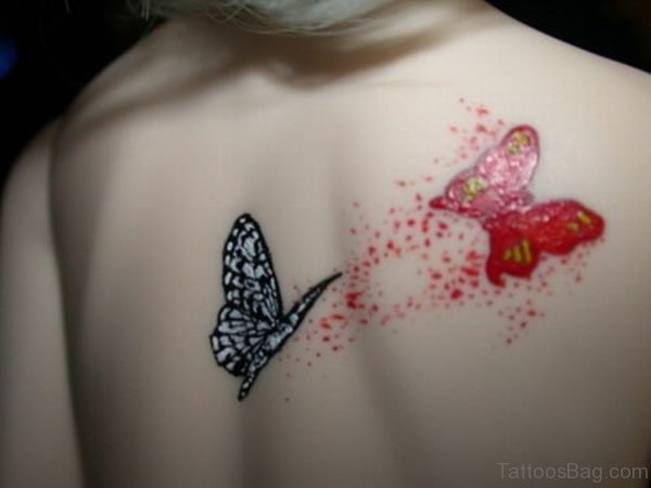 Attractive Butterfly Tattoo Design On Back
