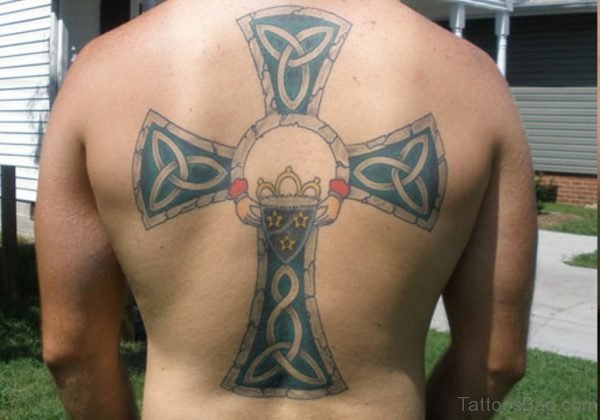 Attractive Cross Tattoo On Back