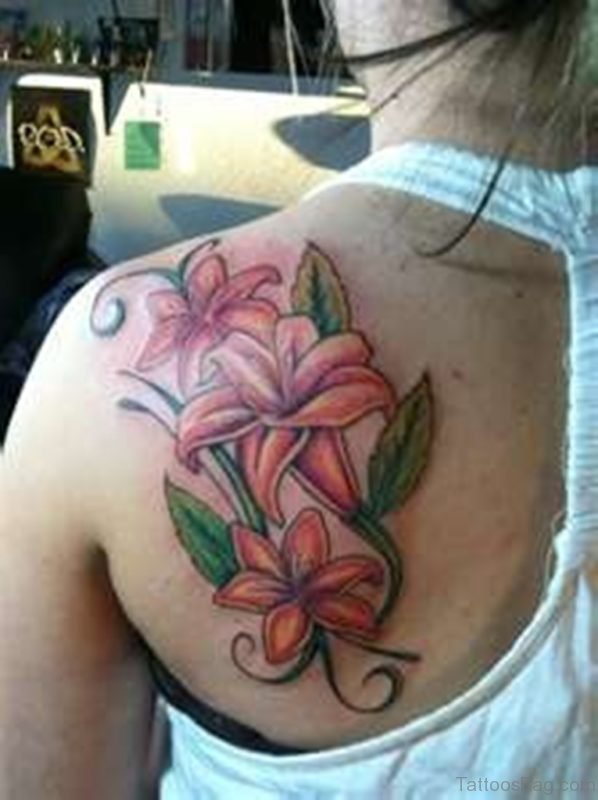 Attractive Flower Back Tattoo