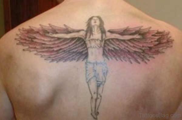 Attractive Memorial Angel Tattoo