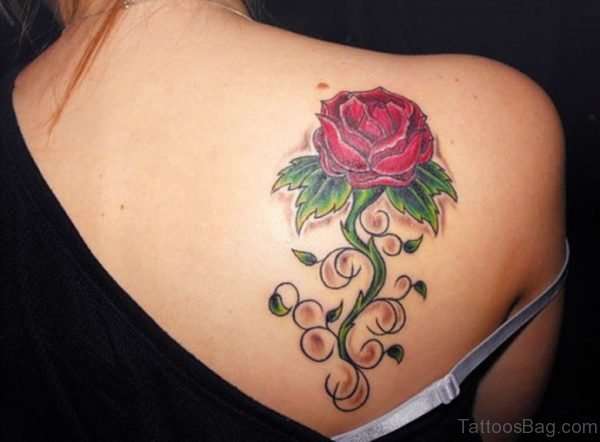 Attractive Rose Flower Tattoo Design