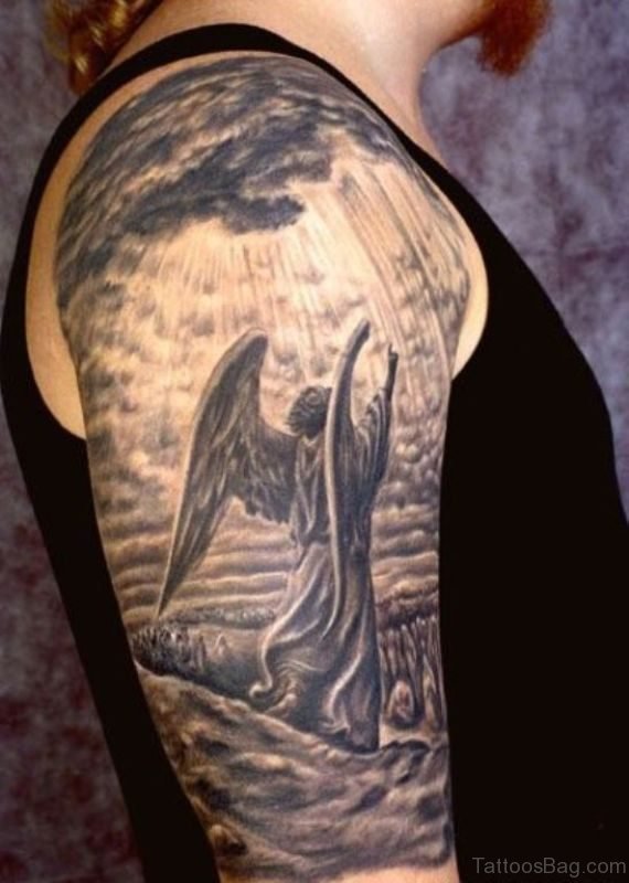 Attractive Shoulder Tattoo Of Angel