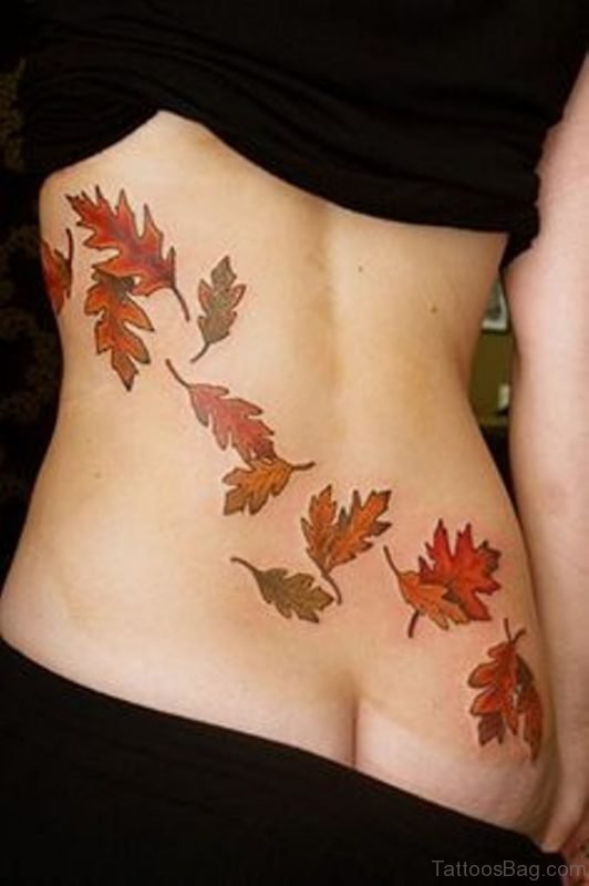 Autumn Leaves Tattoo On Lower Back