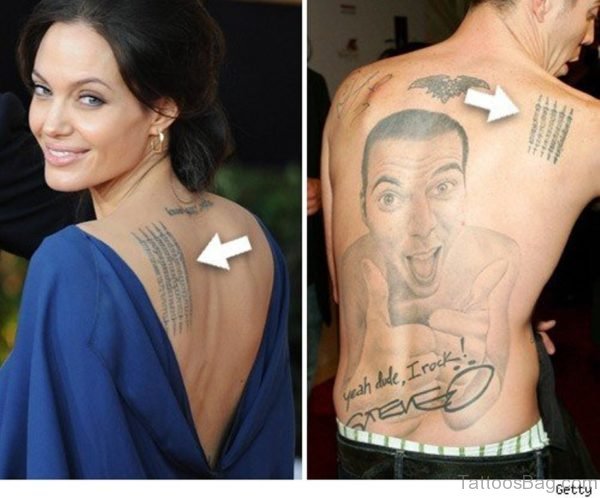 Awesome Angelina Jolie Wording Tattoo