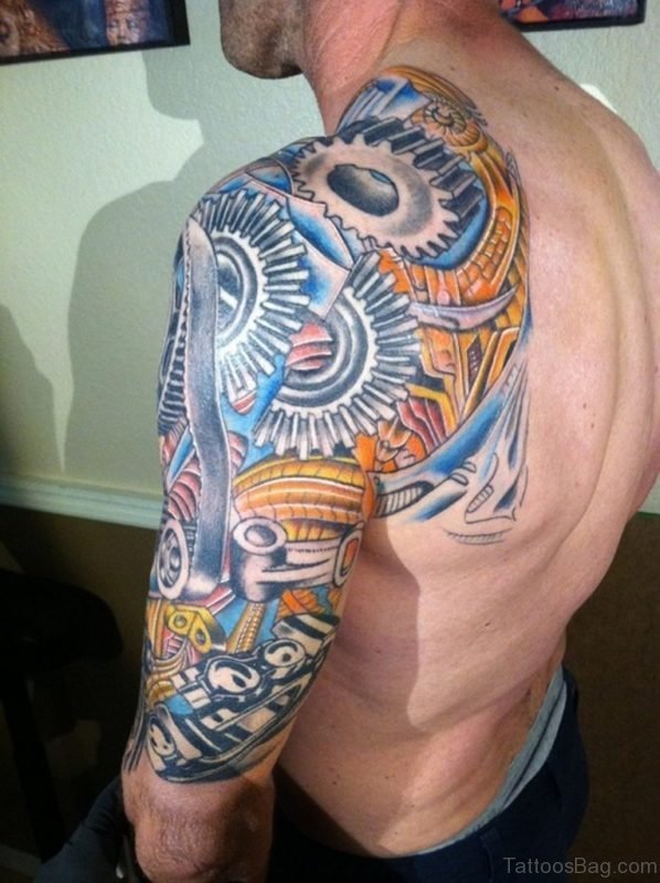 Awesome Bio Mechanical Tattoo On Back