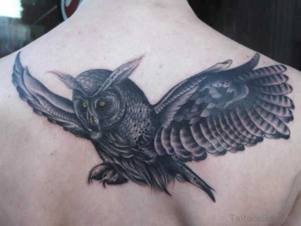 Awesome Black Owl Tattoo