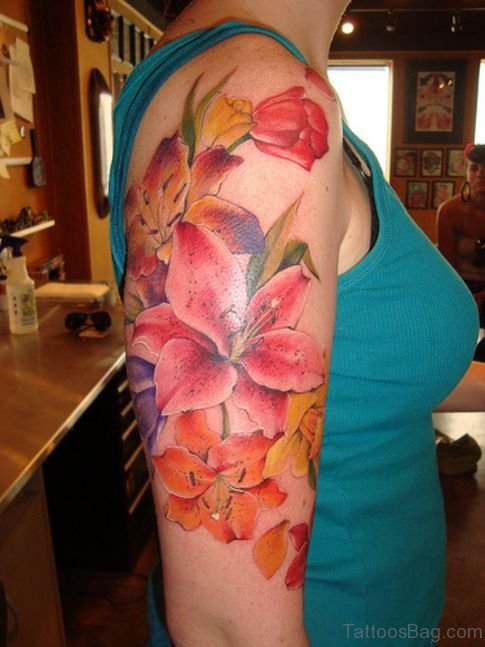 Awesome Lily Flower Tattoo