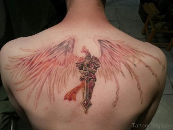 Awesome Warrior Tattoo On Back