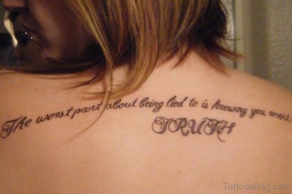 Awesome Wording Tattoo On Back