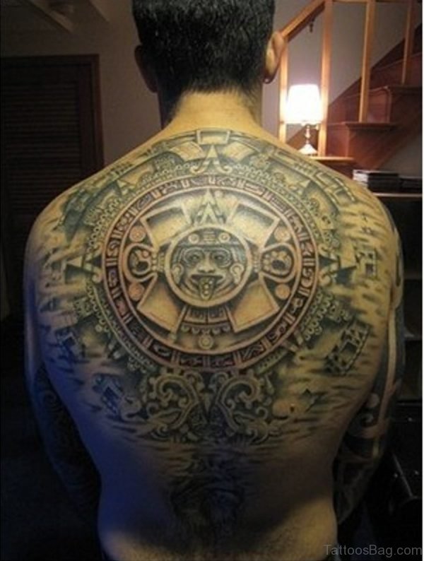 Aztec Calendar Tattoo On Back