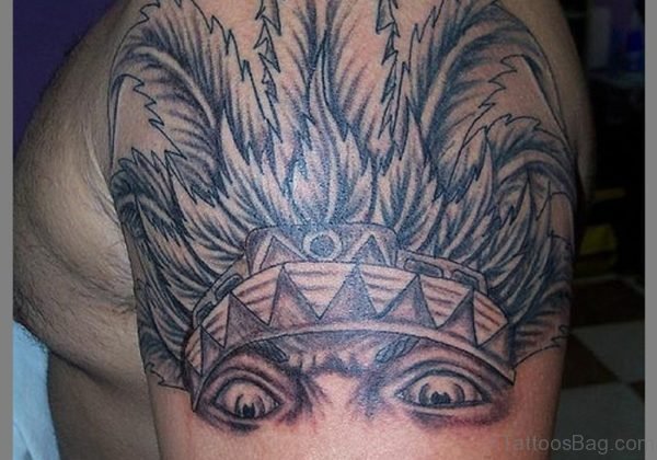 Aztec Tattoo On  Shoulder 