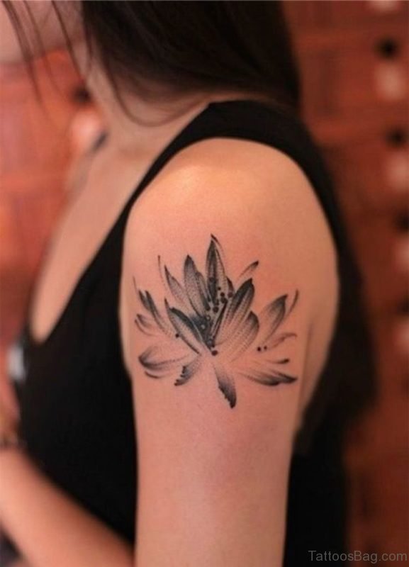 Black Ink Lotus Tattoo
