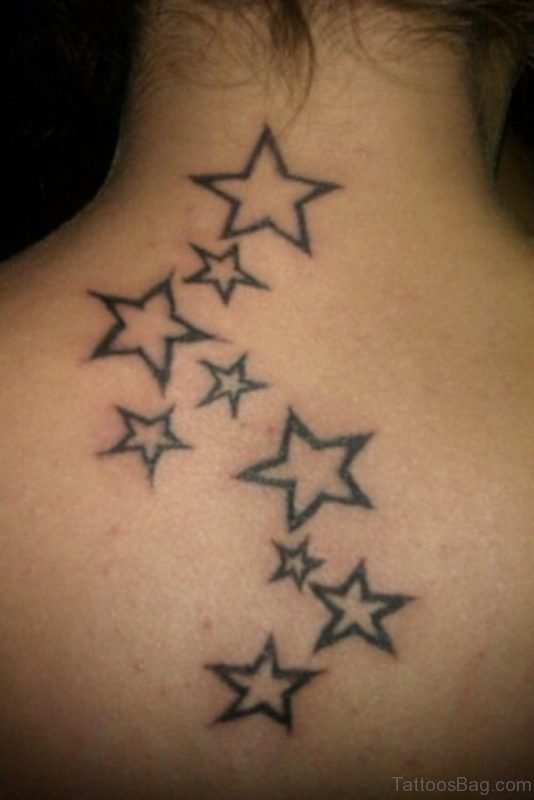 Black Stars Tattoo On Back