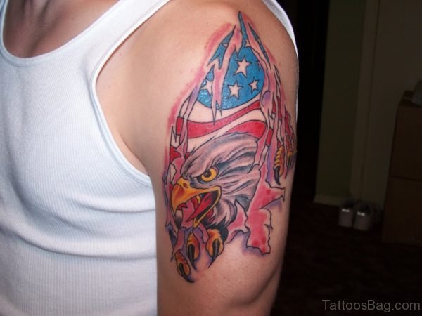Bald Eagle and American Flag Tattoo
