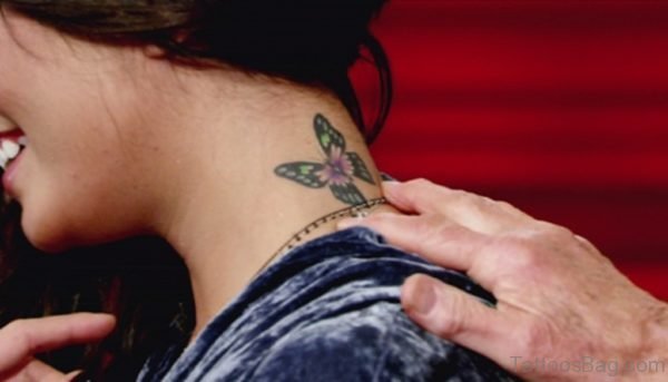 Beautiful Butterfly Neck Tattoo