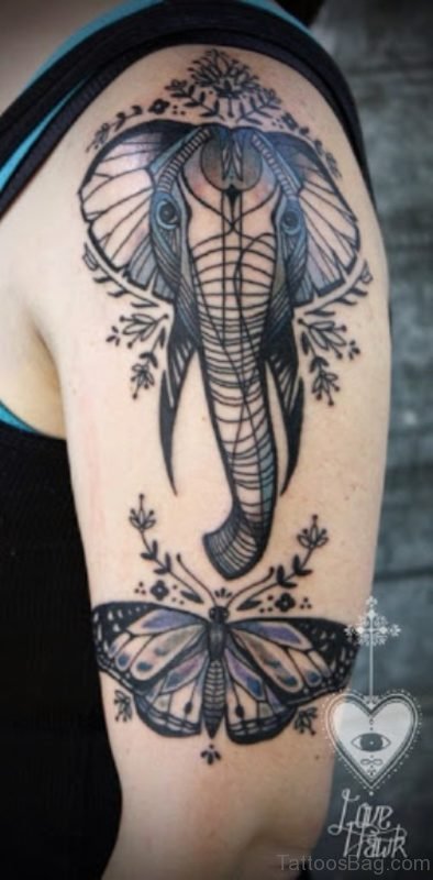 Beautiful Elephant Tattoo On Shoulder
