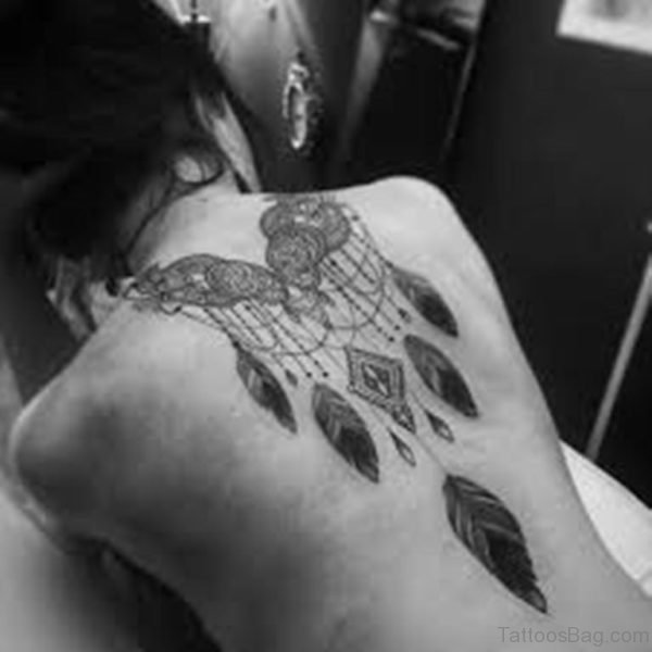 Beautiful Feather Tattoo On Back