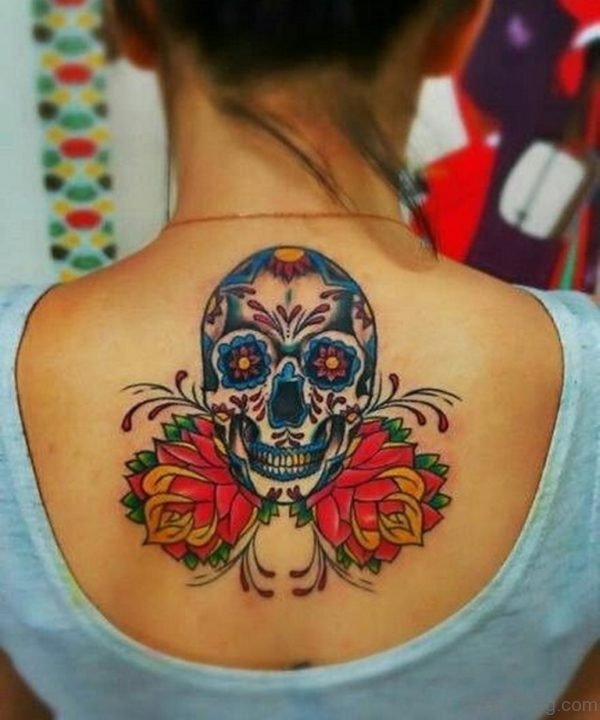 Beautiful Flower And Skull Tattoo