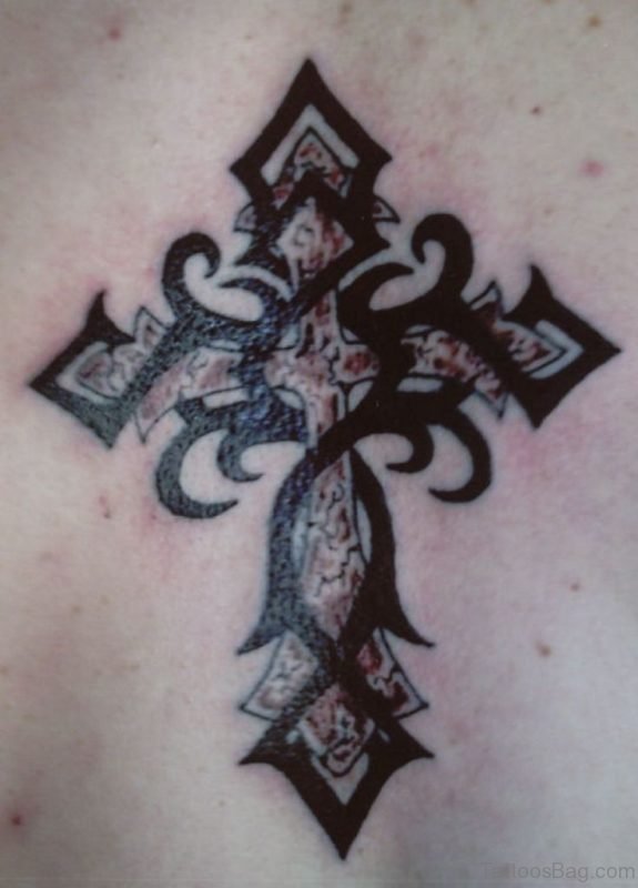 Beautiful Tribal Cross Tattoo