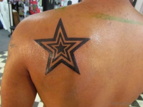 Big Star Tattoo On Shoulder Back