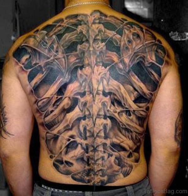 Biomechanical Full Back Tattoo
