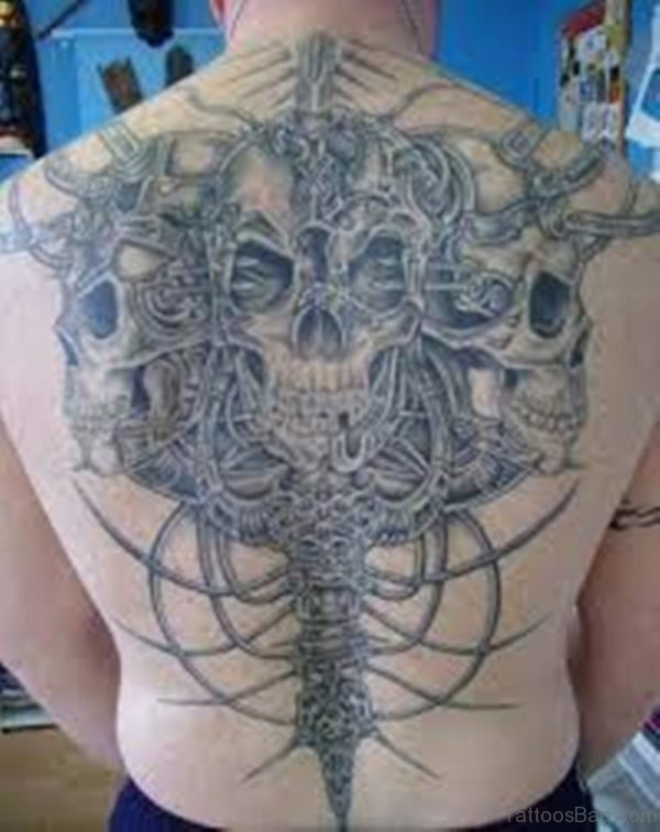 Biomechanical Skull Tattoo