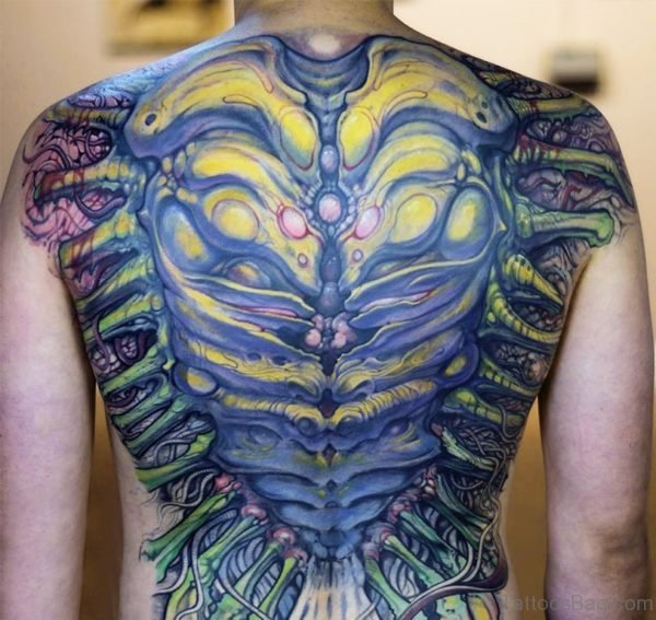 Biomechanical Tattoo On Full Back 