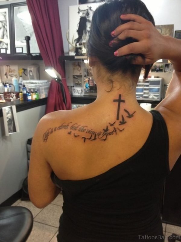 Bird And Cross Tattoo