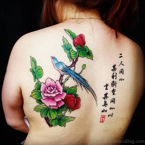 Bird And Flower Tattoo Design