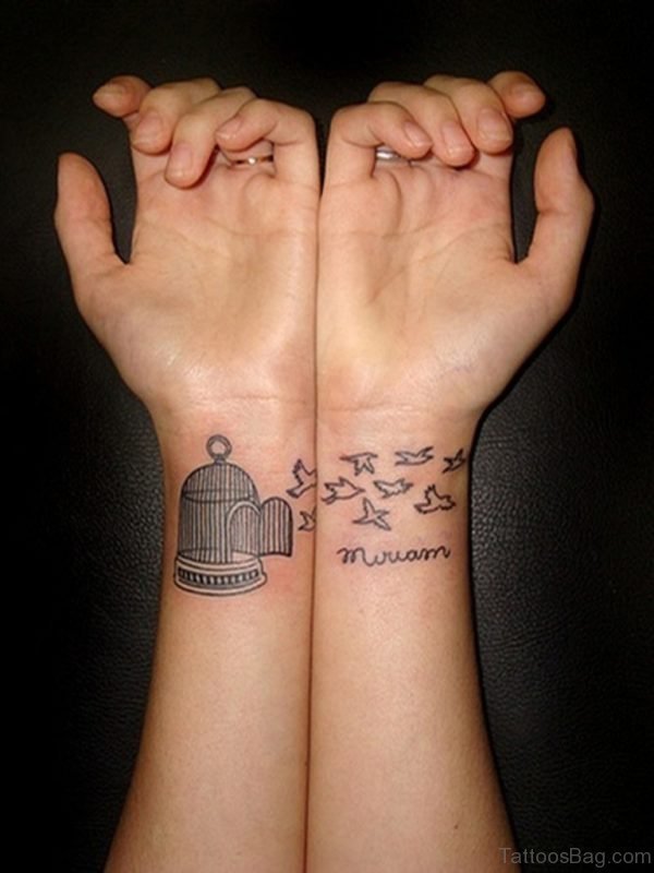 Bird Cage And Birds Tattoo