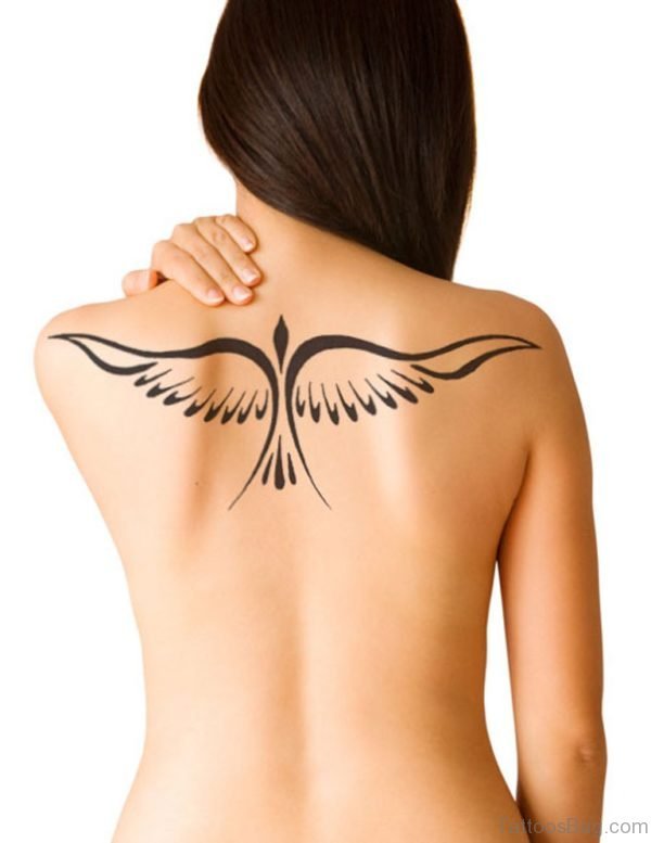 Bird Wings Tattoo On Girls Back