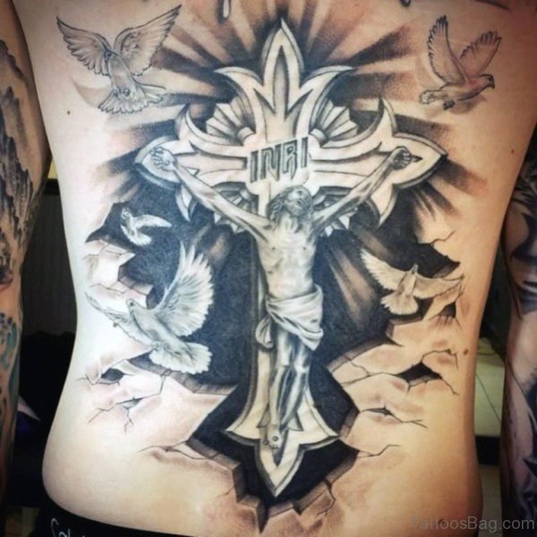 Birds And Cross Tattoo