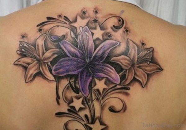 Blue Lily Flower Tattoo