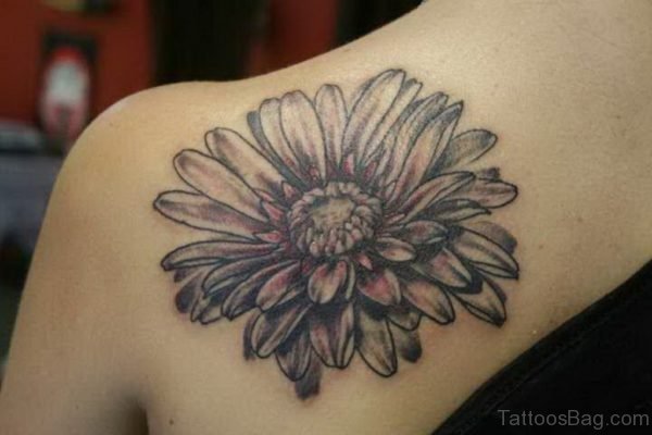 Black And White Daisy Flower Tattoo