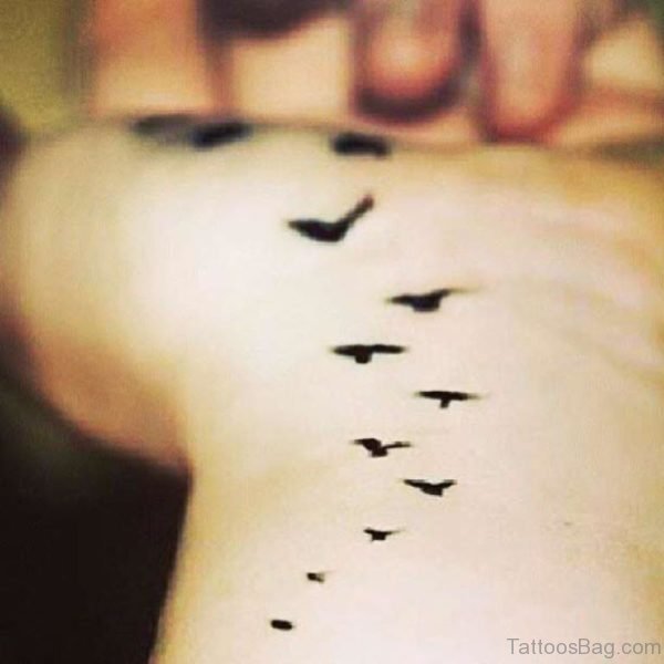 Black Ink Birds Tattoo